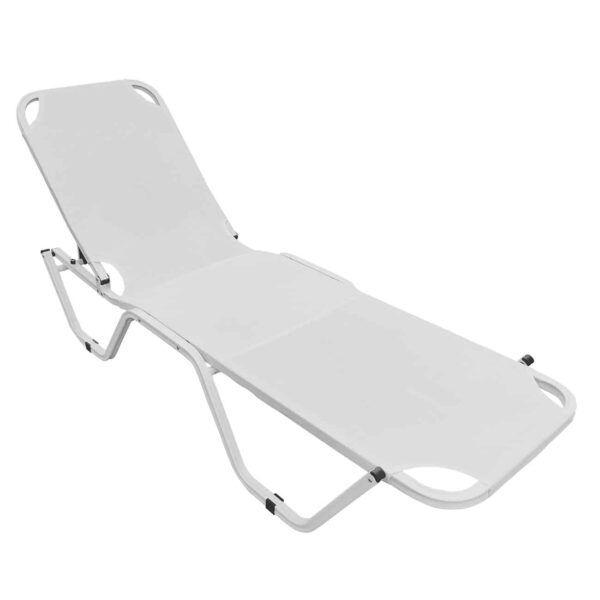 CRETA Ξαπλώστρα Αλουμινίου Άσπρο, Textilene Άσπρο, Στοιβαζόμενη 60x197x30cm Προφίλ 25x25x1,5mm - Image 2