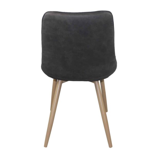 MORGAN Καρέκλα Τραπεζαρίας Σαλονιού, Μέταλλο Βαφή Φυσικό, Ύφασμα Suede Γκρι 53x61x86cm - Image 4