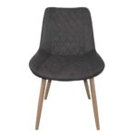 MORGAN Καρέκλα Τραπεζαρίας Σαλονιού, Μέταλλο Βαφή Φυσικό, Ύφασμα Suede Γκρι 53x61x86cm - Image 5