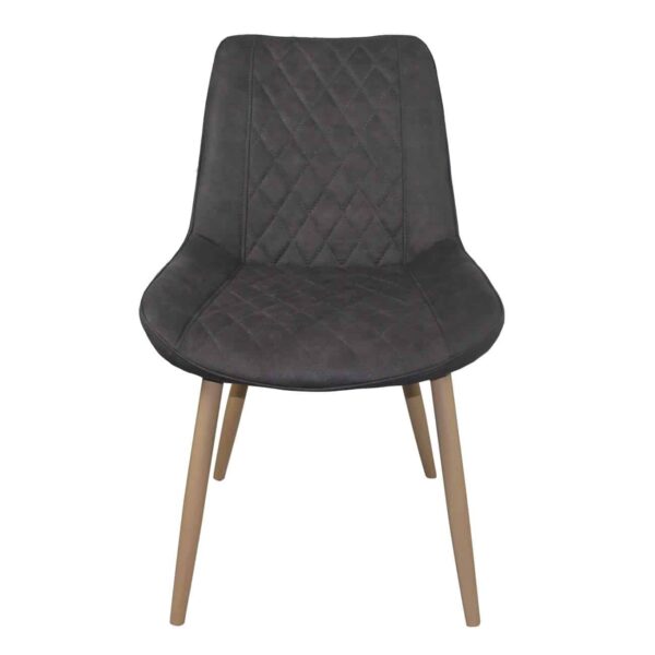 MORGAN Καρέκλα Τραπεζαρίας Σαλονιού, Μέταλλο Βαφή Φυσικό, Ύφασμα Suede Γκρι 53x61x86cm - Image 5