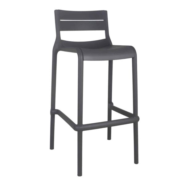 SERENA Σκαμπό Bar PP - UV Ανθρακί, Στοιβαζόμενο Ύψος Καθίσματος 65cm 50x50x65/90cm - Image 2