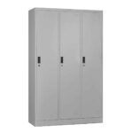 LOCKER 3 Θέσεων Ερμάριο - Ανά θέση: 3 Ράφια, Θέσεις για Κρεμάστρες, Μέταλλο Βαφή Γκρι 115x45x185cm - Image 2