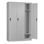 LOCKER 3 Θέσεων Ερμάριο - Ανά θέση: 3 Ράφια, Θέσεις για Κρεμάστρες, Μέταλλο Βαφή Γκρι 115x45x185cm - Image 3