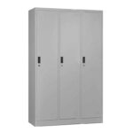 LOCKER 3 Θέσεων Ερμάριο - Ανά θέση: 3 Ράφια, Θέσεις για Κρεμάστρες, Μέταλλο Βαφή Γκρι 115x45x185cm