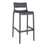 SERENA Σκαμπό Bar PP - UV Ανθρακί, Στοιβαζόμενο Ύψος Καθίσματος 65cm 50x50x65/90cm