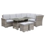 BOOZER Set Σαλόνι-Τραπεζαρ.ALU Τραπέζι ανυψούμενο+2τ 3θ Γωνία +2τ Σκαμπό, Ανοιχτό Γκρι Τραπ:140x80x46/69cm & 8 Θέσεις - Image 2