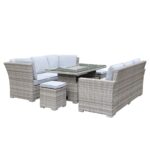 BOOZER Set Σαλόνι-Τραπεζαρ.ALU Τραπέζι ανυψούμενο+2τ 3θ Γωνία +2τ Σκαμπό, Ανοιχτό Γκρι Τραπ:140x80x46/69cm & 8 Θέσεις - Image 3