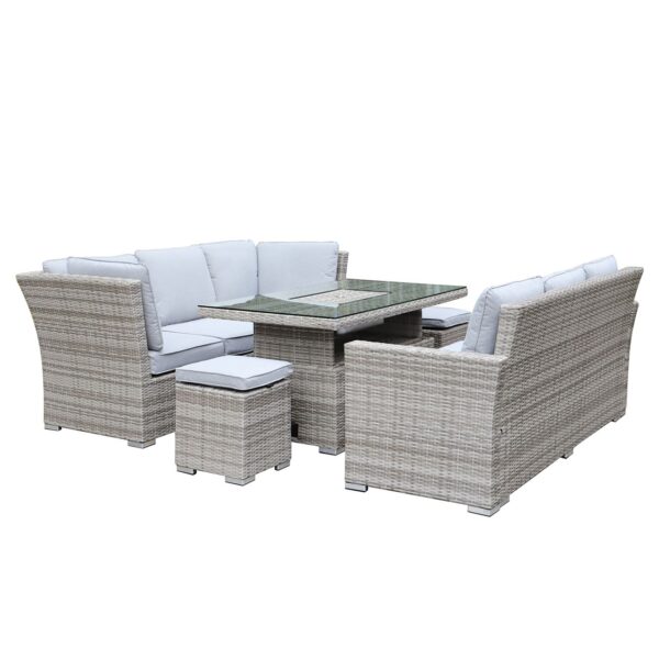 BOOZER Set Σαλόνι-Τραπεζαρ.ALU Τραπέζι ανυψούμενο+2τ 3θ Γωνία +2τ Σκαμπό, Ανοιχτό Γκρι Τραπ:140x80x46/69cm & 8 Θέσεις - Image 3