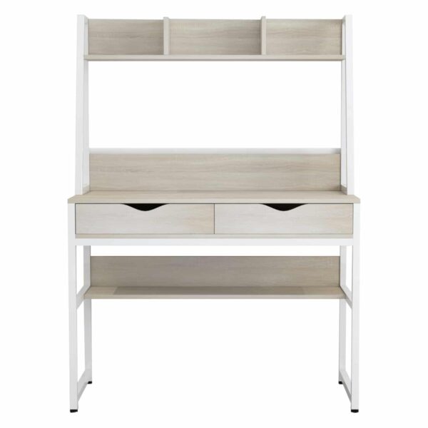 ΓΡΑΦΕΙΟ ΜΕ ΒΙΒΛΙΟΘΗΚΗ TANAYA HM2390.13 ΜΕΛΑΜΙΝΗ SONAMA-ΛΕΥΚΟΣ ΜΕΤΑΛΛO 100x48x139Y - Image 2