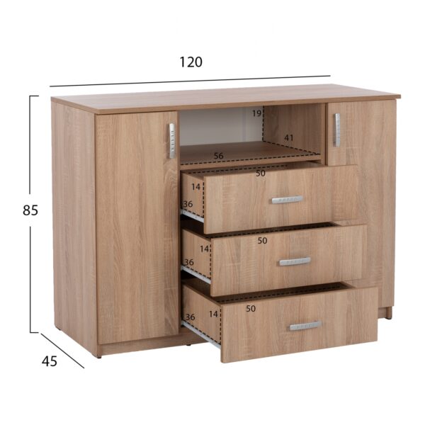 ΜΠΟΥΦΕΣ ΜΕ 2 ΝΤΟΥΛΑΠΙΑ Κ 3 ΣΥΡΤΑΡΙΑ ADLER SONAMA OAK HM2430 120X45X85Yεκ. - Image 2