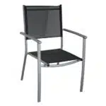 PLAZA Πολυθρόνα Dining Αλουμίν.Silver/Textilene Μαύρο 63x58x88cm