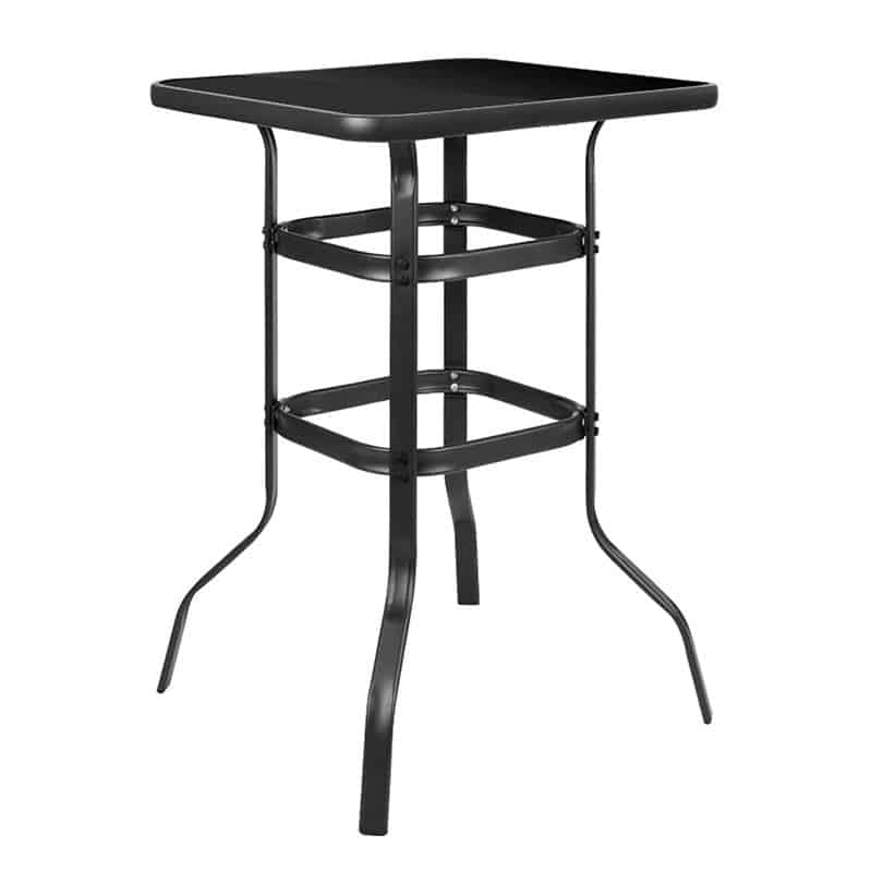 RIO Τραπέζι Bar RIO Τραπέζι Bar, Μέταλλο Βαφή Ανθρακί, Γυαλί Μαύρο 70x70x100cm - Image 1