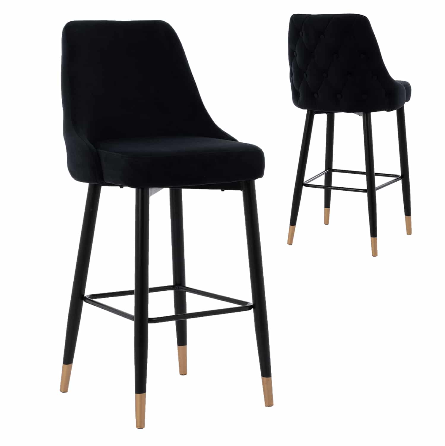 HM8519.04 ΣΚΑΜΠΟ ΜΠΑΡ SERENITY HM8519.04 ΒΕΛΟΥΔΟ ΜΑΥΡΟ ΜΕ ΜΕΤΑΛΛΙΚΟ ΣΚΕΛΕΤΟ 53x48x110 εκ. - Image 1