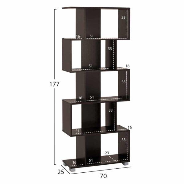 ΒΙΒΛΙΟΘΗΚΗ ΜΕΛΑΜΙΝΗΣ EZIR HM2385.01 ΒΕΓΓΕ 70x25x177Υ εκ. - Image 2