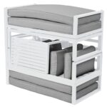 ORBEA Set Καθιστικό Κήπου ALU Άσπρο, Καναπές 4Θ+2 Πάγκοι+ Τραπέζι, Μαξιλάρι Μπεζ 250x68x60/120x65x30/68x42x52cm - Image 4