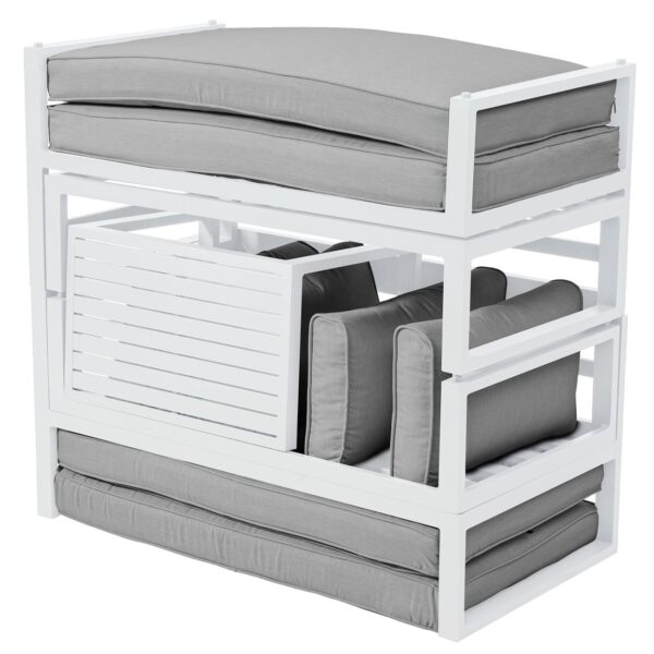 ORBEA Set Καθιστικό Κήπου ALU Άσπρο, Καναπές 4Θ+2 Πάγκοι+ Τραπέζι, Μαξιλάρι Μπεζ 250x68x60/120x65x30/68x42x52cm - Image 4