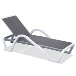 SUMMER K/D Ξαπλώστρα με μπράτσα Αλουμίνιο Ανθρακί, PP Άσπρο - Textilene Γκρι 69/58x196x31cm - Image 2