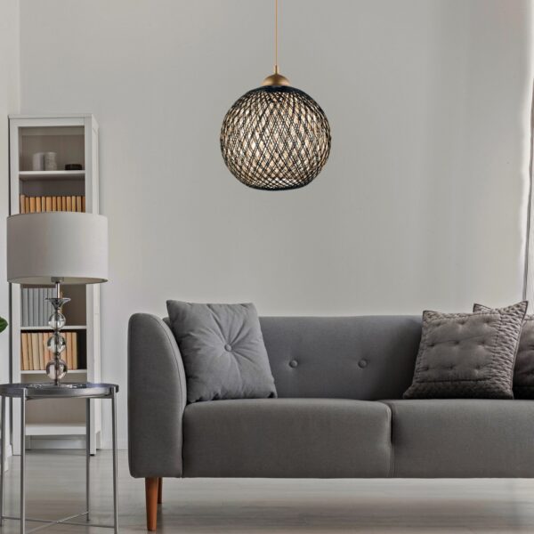 ΦΩΤΙΣΤΙΚΟ ΟΡΟΦΗΣ ΕΣΩΤΕΡΙΚΟΥ ΧΩΡΟΥ ΚΡΕΜΑΣΤΟ HM7352.03 ΑΠΟ ΣΧΟΙΝΙ ΜΑΥΡΟ ΜΠΕΖ Φ22x55Υ εκ. - Image 2