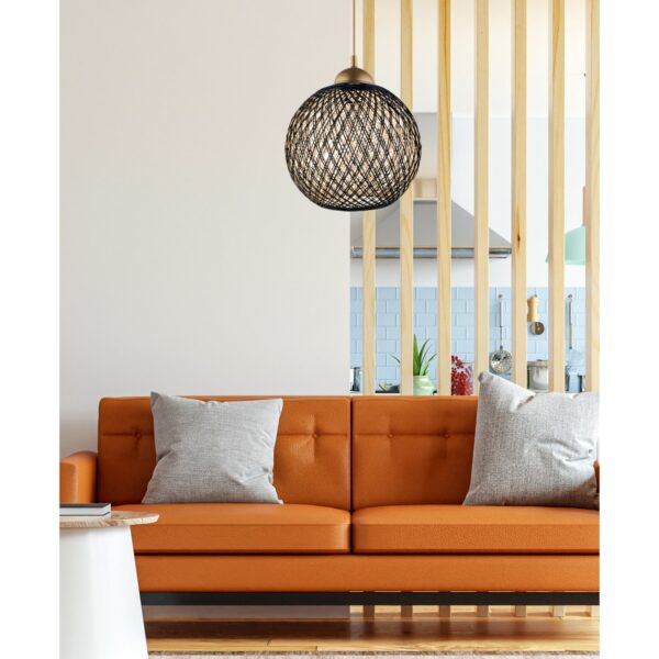 ΦΩΤΙΣΤΙΚΟ ΟΡΟΦΗΣ ΕΣΩΤΕΡΙΚΟΥ ΧΩΡΟΥ ΚΡΕΜΑΣΤΟ HM7352.03 ΑΠΟ ΣΧΟΙΝΙ ΜΑΥΡΟ ΜΠΕΖ Φ22x55Υ εκ. - Image 3