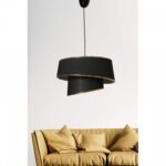 ΦΩΤΙΣΤΙΚΟ ΟΡΟΦΗΣ ΚΡΕΜΑΣΤΟ HM7356.03 ΜΕΤΑΛΛΟ ΚΑΙ ΥΦΑΣΜΑ ΜΑΥΡΟ Φ32x70Υ εκ. - Image 3