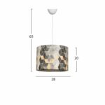 ΦΩΤΙΣΤΙΚΟ ΟΡΟΦΗΣ ΚΡΕΜΑΣΤΟ HM7370 ΜΕΤΑΛΛΟ ΚΑΙ ΥΦΑΣΜΑ ΓΚΡΙ ΚΙΤΡΙΝΟ 28x28x65Υ εκ. - Image 2