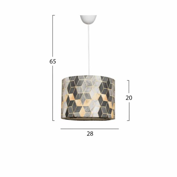 ΦΩΤΙΣΤΙΚΟ ΟΡΟΦΗΣ ΚΡΕΜΑΣΤΟ HM7370 ΜΕΤΑΛΛΟ ΚΑΙ ΥΦΑΣΜΑ ΓΚΡΙ ΚΙΤΡΙΝΟ 28x28x65Υ εκ. - Image 2