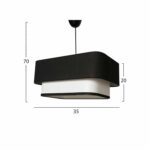 ΦΩΤΙΣΤΙΚΟ ΟΡΟΦΗΣ ΚΡΕΜΑΣΤΟ HM7374.01 ΜΕΤΑΛΛΟ ΚΑΙ ΥΦΑΣΜΑ ΜΑΥΡΟ ΛΕΥΚΟ 35x20x70Υ εκ. - Image 2