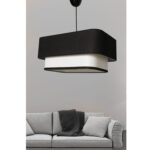 ΦΩΤΙΣΤΙΚΟ ΟΡΟΦΗΣ ΚΡΕΜΑΣΤΟ HM7374.01 ΜΕΤΑΛΛΟ ΚΑΙ ΥΦΑΣΜΑ ΜΑΥΡΟ ΛΕΥΚΟ 35x20x70Υ εκ. - Image 3