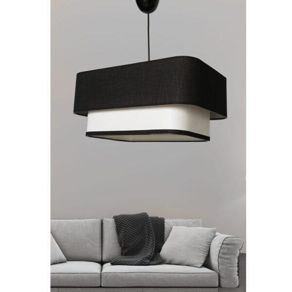 ΦΩΤΙΣΤΙΚΟ ΟΡΟΦΗΣ ΚΡΕΜΑΣΤΟ HM7374.01 ΜΕΤΑΛΛΟ ΚΑΙ ΥΦΑΣΜΑ ΜΑΥΡΟ ΛΕΥΚΟ 35x20x70Υ εκ. - Image 3