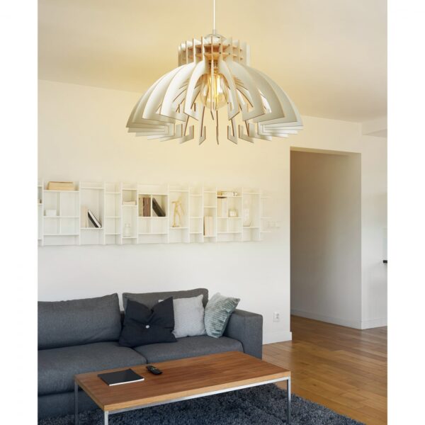 ΦΩΤΙΣΤΙΚΟ ΟΡΟΦΗΣ ΞΥΛΙΝΟ ΚΡΕΜΑΣΤΟ ΛΕΥΚΟ HM7350.02 Φ54x65Υ εκ. - Image 2