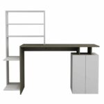 ΓΡΑΦΕΙΟ ΜΕ ΒΙΒΛΙΟΘΗΚΗ ROCHELL ΜΕΛΑΜΙΝΗ OLIVE GREY ΛΕΥΚΟ 146,3x55x128,8Υεκ.HM8886.11 - Image 3