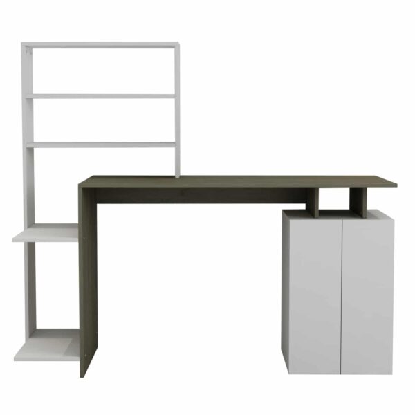 ΓΡΑΦΕΙΟ ΜΕ ΒΙΒΛΙΟΘΗΚΗ ROCHELL ΜΕΛΑΜΙΝΗ OLIVE GREY ΛΕΥΚΟ 146,3x55x128,8Υεκ.HM8886.11 - Image 3