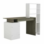 ΓΡΑΦΕΙΟ ΜΕ ΒΙΒΛΙΟΘΗΚΗ ROCHELL ΜΕΛΑΜΙΝΗ OLIVE GREY ΛΕΥΚΟ 146,3x55x128,8Υεκ.HM8886.11 - Image 4