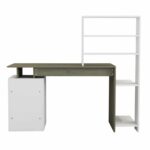 ΓΡΑΦΕΙΟ ΜΕ ΒΙΒΛΙΟΘΗΚΗ ROCHELL ΜΕΛΑΜΙΝΗ OLIVE GREY ΛΕΥΚΟ 146,3x55x128,8Υεκ.HM8886.11 - Image 5