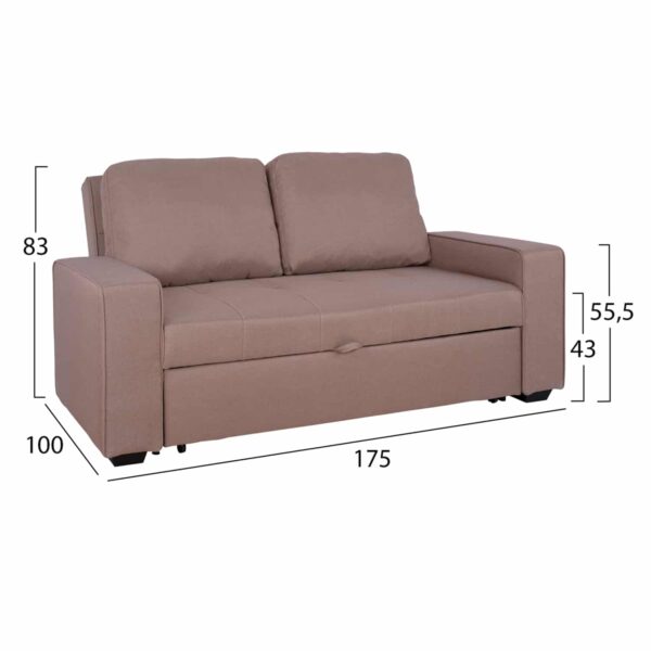 ΚΑΝΑΠΕΣ ΚΡΕΒΑΤΙ KANNA 2ΘΕΣΙΟΣ HM3082.04 ΜΕ ΜΠΕΖ ΥΦΑΣΜΑ 175x100x83 εκ. - Image 2