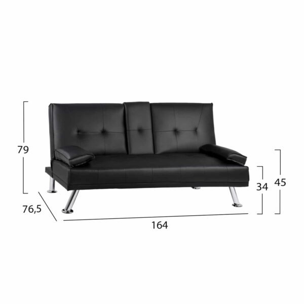ΚΑΝΑΠΕΣ ΚΡΕΒΑΤΙ BENIN ΜΕ ΜΑΥΡΟ PU 165x76,5x79 εκ ΚΑΙ ΠΤΥΣΣΟΜΕΝΟ ΜΠΡΑΤΣΟ HM3157.01 - Image 2