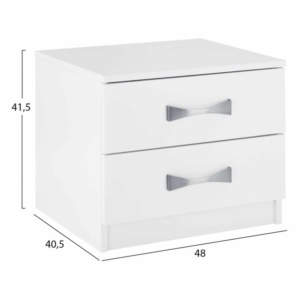 5x41 ΚΟΜΟΔΙΝΟ ΜΕ 2 ΣΥΡΤΑΡΙΑ ASHLYN ΚΑΙ ΑΣΗΜΙ ΧΕΡΟΥΛΙ HM2235.05 ΛΕΥΚΟ 48x40,5x41,5Y εκ. - Image 2