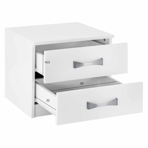 5Y εκ. ΚΟΜΟΔΙΝΟ ΜΕ 2 ΣΥΡΤΑΡΙΑ ASHLYN ΚΑΙ ΑΣΗΜΙ ΧΕΡΟΥΛΙ HM2235.05 ΛΕΥΚΟ 48x40,5x41,5Y εκ. - Image 3