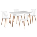 LAVIDA-ART Τραπεζαρία: Τραπέζι 120x80 Οξιά/MDF + 4 Καρέκλες Μέταλλο Βαφή Φυσικό PP Άσπρο Table:120x80x73 Chair:43x48x77