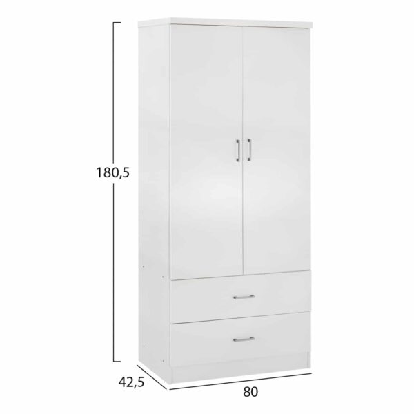 ΝΤΟΥΛΑΠΑ 2ΦΥΛΛΗ REINA ME 2 ΣΥΡΤΑΡΙΑ HM338.05 ΛΕΥΚΗ 80Χ42,5Χ180,5Υ εκ. - Image 2