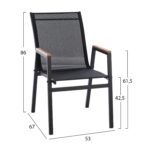 ΠΟΛΥΘΡΟΝΑ ΑΛΟΥΜΙΝΙΟΥ SHYLA HM5697.11 ΜΑΥΡΗ ΜΕ TEXTILENE ΜΑΥΡΟ & POLYWOOD 53x67x86 εκ. - Image 2