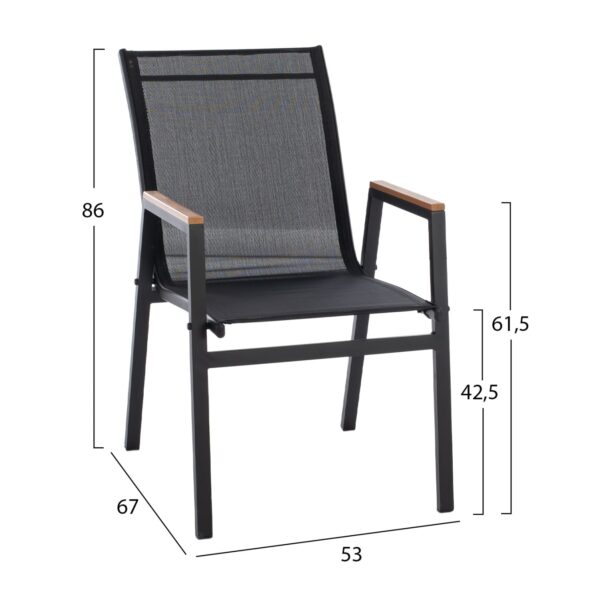 ΠΟΛΥΘΡΟΝΑ ΑΛΟΥΜΙΝΙΟΥ SHYLA HM5697.11 ΜΑΥΡΗ ΜΕ TEXTILENE ΜΑΥΡΟ & POLYWOOD 53x67x86 εκ. - Image 2