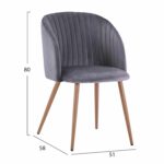 ΠΟΛΥΘΡΟΝΑΚΙ LEAH HM8543.01 ΜΕ ΒΕΛΟΥΔΟ ΓΚΡΙ ΚΑΙ ΜΕΤΑΛΛΙΚΑ ΠΟΔΙΑ  51x58x81Υ εκ. - Image 2