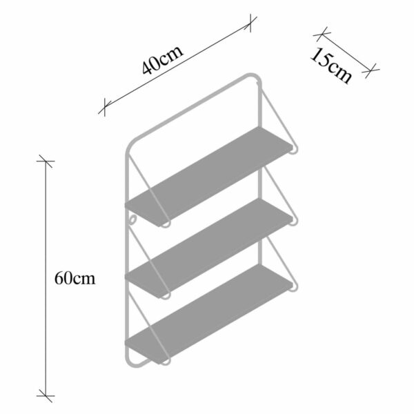 ΡΑΦΙΕΡΑ ΤΟΙΧΟΥ KERSTIN ΑΠΟ ΜΑΣΙΦ ΞΥΛΟ ΕΛΑΤΟΥ ΜΕ ΜΑΥΡΟ ΜΕΤΑΛΛΙΚΟ ΣΚΕΛΕΤΟ HM9115.01 40x15x60Υεκ. - Image 2