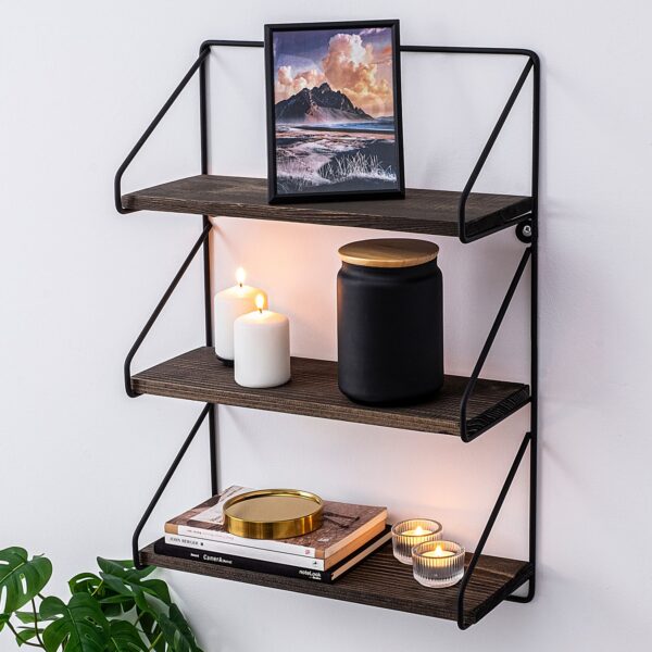 ΡΑΦΙΕΡΑ ΤΟΙΧΟΥ KERSTIN ΑΠΟ ΜΑΣΙΦ ΞΥΛΟ ΕΛΑΤΟΥ ΜΕ ΜΑΥΡΟ ΜΕΤΑΛΛΙΚΟ ΣΚΕΛΕΤΟ HM9115.01 40x15x60Υεκ. - Image 4