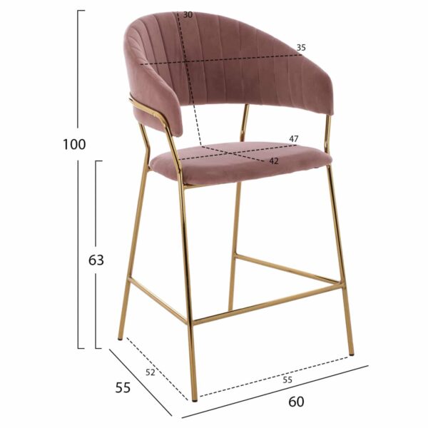 ΣΚΑΜΠΟ ΜΕΣΑΙΟΥ ΥΨΟΥΣ HM8734.02 THEODORE ΒΕΛΟΥΔΟ ΣΑΠΙΟ ΜΗΛΟ ΕΠΙΧΡΥΣΟ ΣΚΕΛΕΤΟ 60x55x100Y εκ. - Image 2