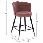 ΣΚΑΜΠΟ ΜΕΣΑΙΟΥ ΥΨΟΥΣ HM8736.02 VESNA ΒΕΛΟΥΔΟ ΣΑΠΙΟ ΜΗΛΟ ΜΕΤΑΛΛΙΚΟ ΣΚΕΛΕΤΟ 50x50x90 εκ. - Image 2