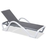 SUMMER K/D Ξαπλώστρα με μπράτσα Αλουμίνιο Ανθρακί, PP Άσπρο - Textilene Γκρι 69/58x196x31cm