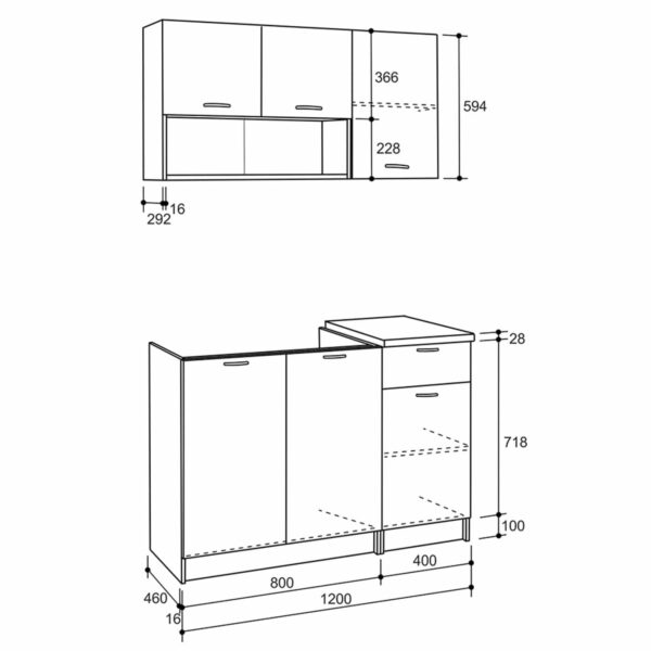 ΣΥΝΘΕΣΗ ΚΟΥΖΙΝΑΣ JADIEL ΜΕΛΑΜΙΝΗ ΜΕ ΠΑΓΚΟ SONAMA-ΛΕΥΚΟ HM2440 120x46-29,2 εκ. - Image 2