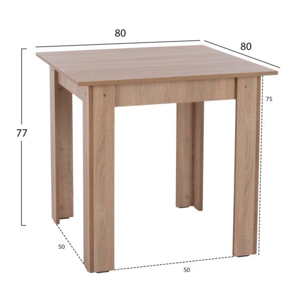 ΤΡΑΠΕΖΙ ΚΟΥΖΙΝΑΣ KELVIN HM2427.01, 80x80x77Υεκ., SONOMA OAK - Image 2